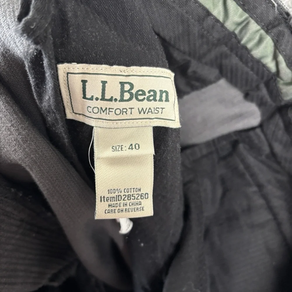 LLBean Corduroy Pants Mens 40x30 Black‎ Pleated Comfort Stretch Waist 285260